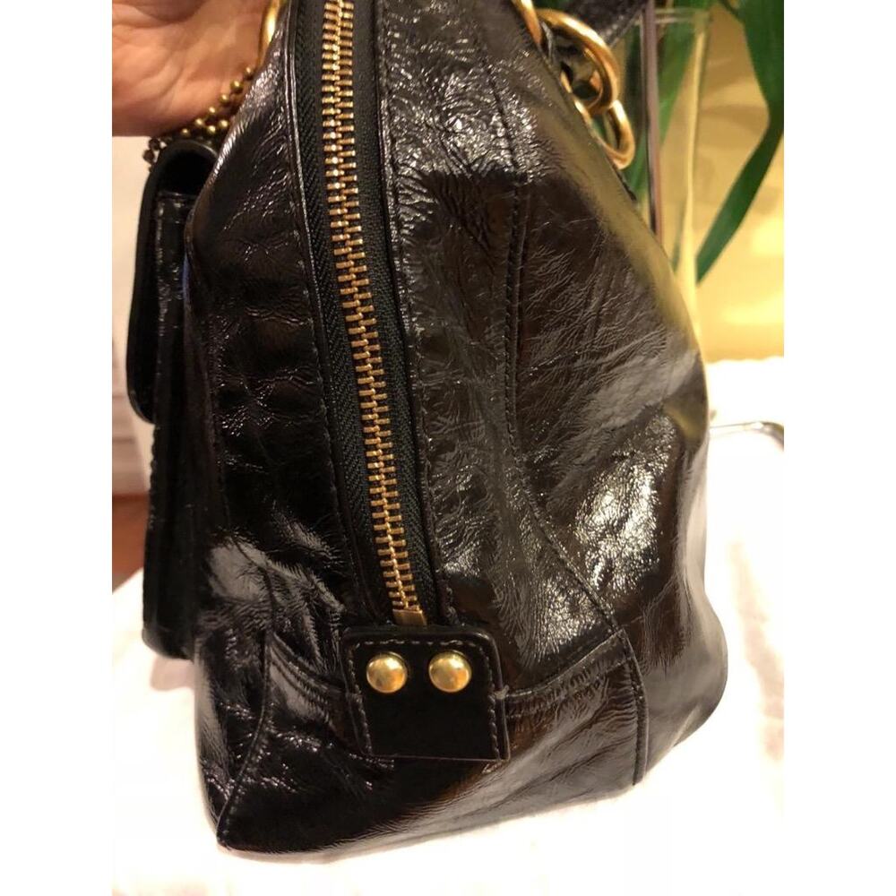 Coach13134 soho Large Courtney Domed BLACK Patent Leather Satchel Bag (bag150 - Picture 7 of 11